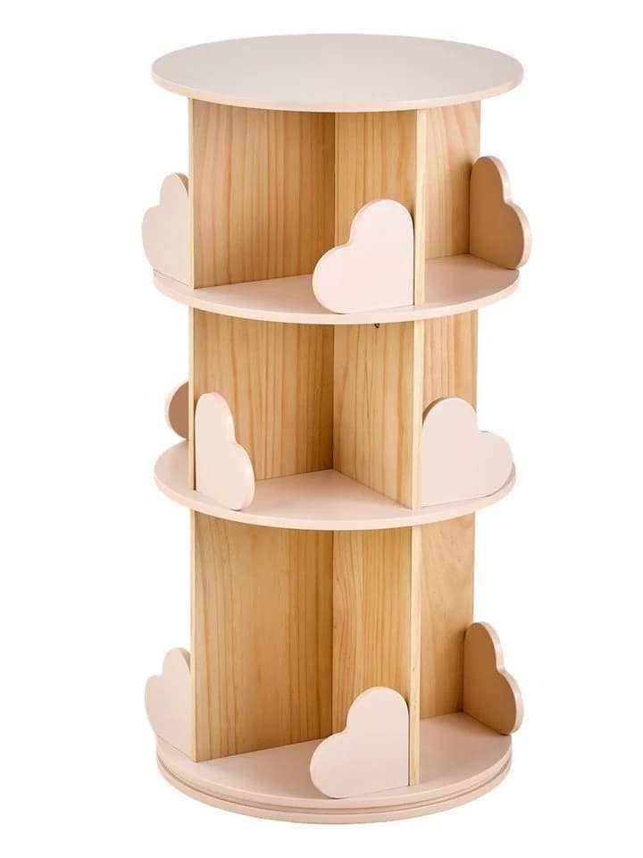 vertbaudet Dreh-Bücherregal 3 Ebenen Rosa Kinderzimmer
