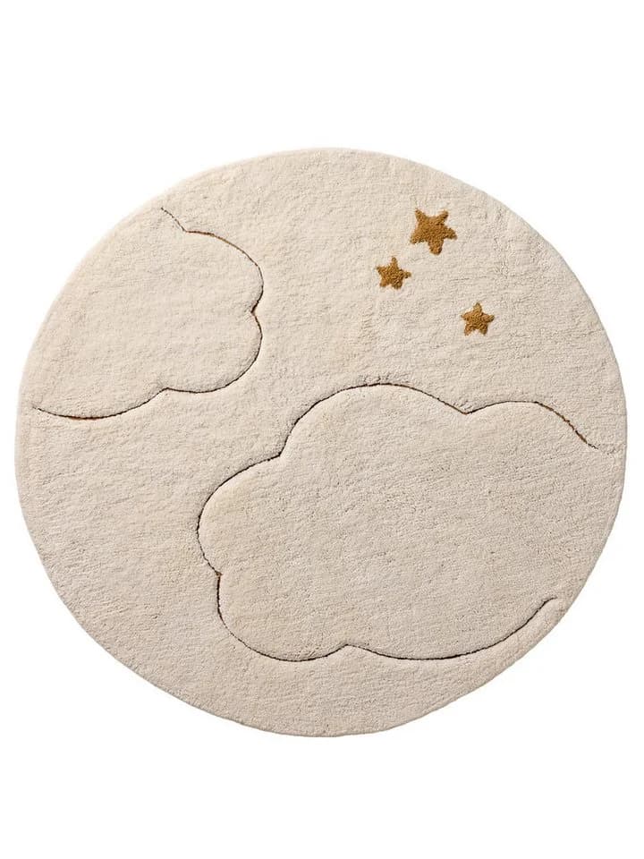 vertbaudet Kinderteppich Rund Wolkenmotiv Beige 100 cm