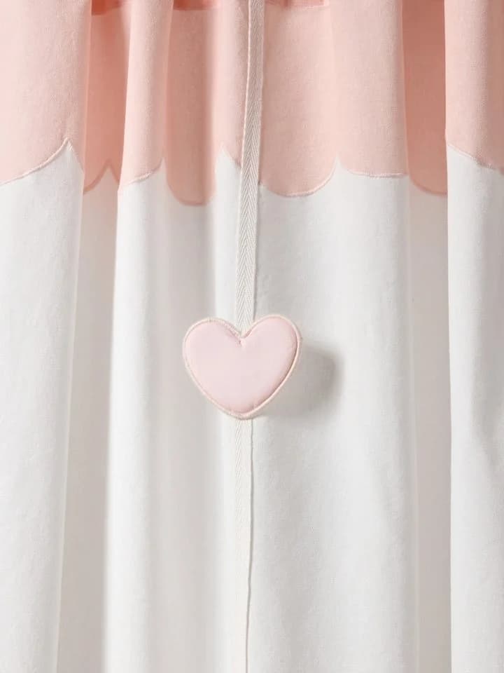 Vertbaudet Vorhang mit Deko-Girlande Kinderzimmer MEIN HERZ Rosa Baumwolle - Bild 4