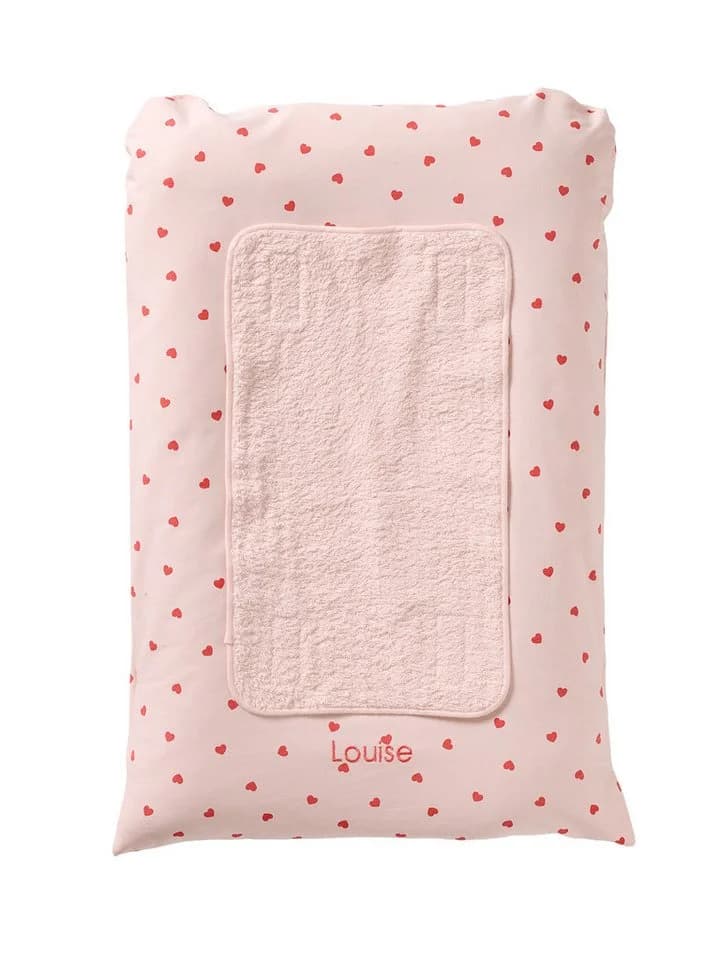vertbaudet Wickelauflage MEIN HERZ mit 2 Unterlagen Rosa/Beige