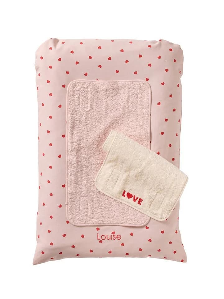 vertbaudet Wickelauflage MEIN HERZ mit 2 Unterlagen Rosa/Beige - Bild 2