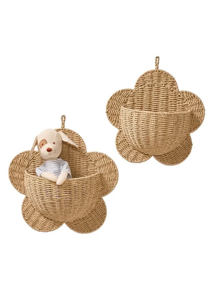 vertbaudet 2er-Set Wandkörbe BLUME Beige Papierkordel - Bild 2
