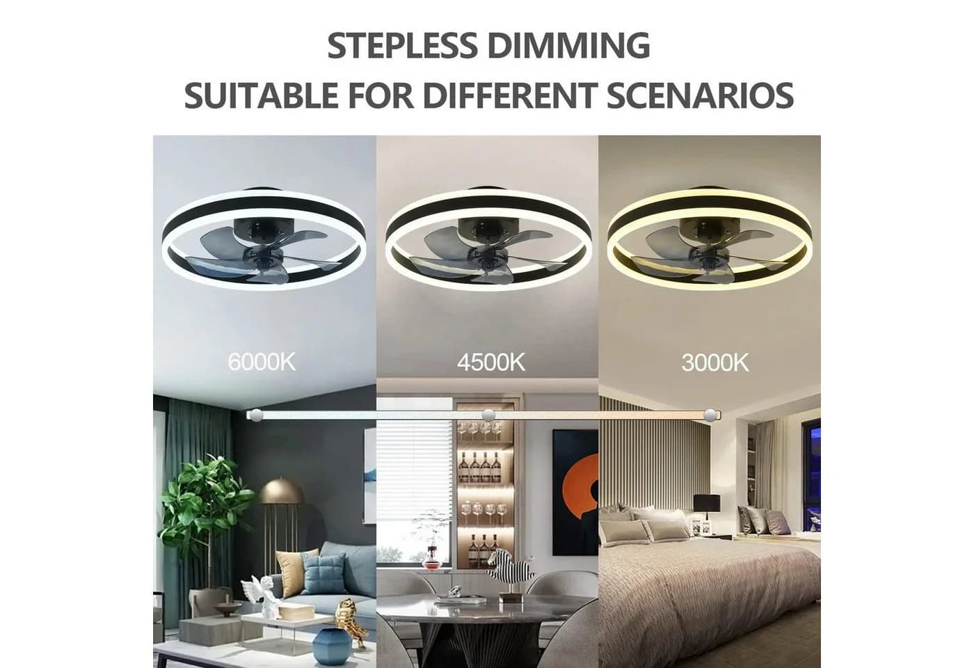 Athlix LED Deckenventilator mit Fernbedienung, 50cm, 24W, 6 Geschwindigkeiten