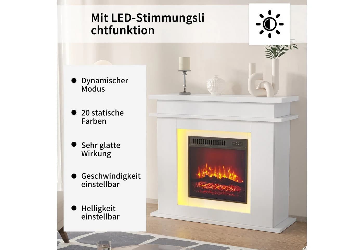 Furnishings Home Elektrokamin 3D-Flammeneffekt LED-Licht - Bild 4