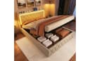 Gdood LED Polsterbett mit Stauraum und Samtbezug Beige Bild 2