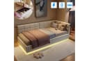 Modernes Polsterbett aus Holz, Metall und Samt Bild 2