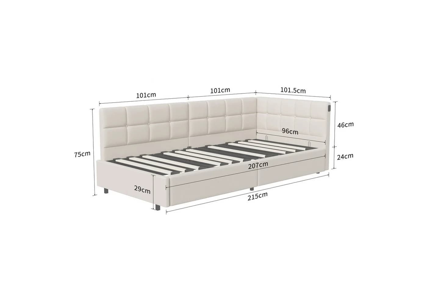Modernes Polsterbett aus Holz, Metall und Samt - Bild 5