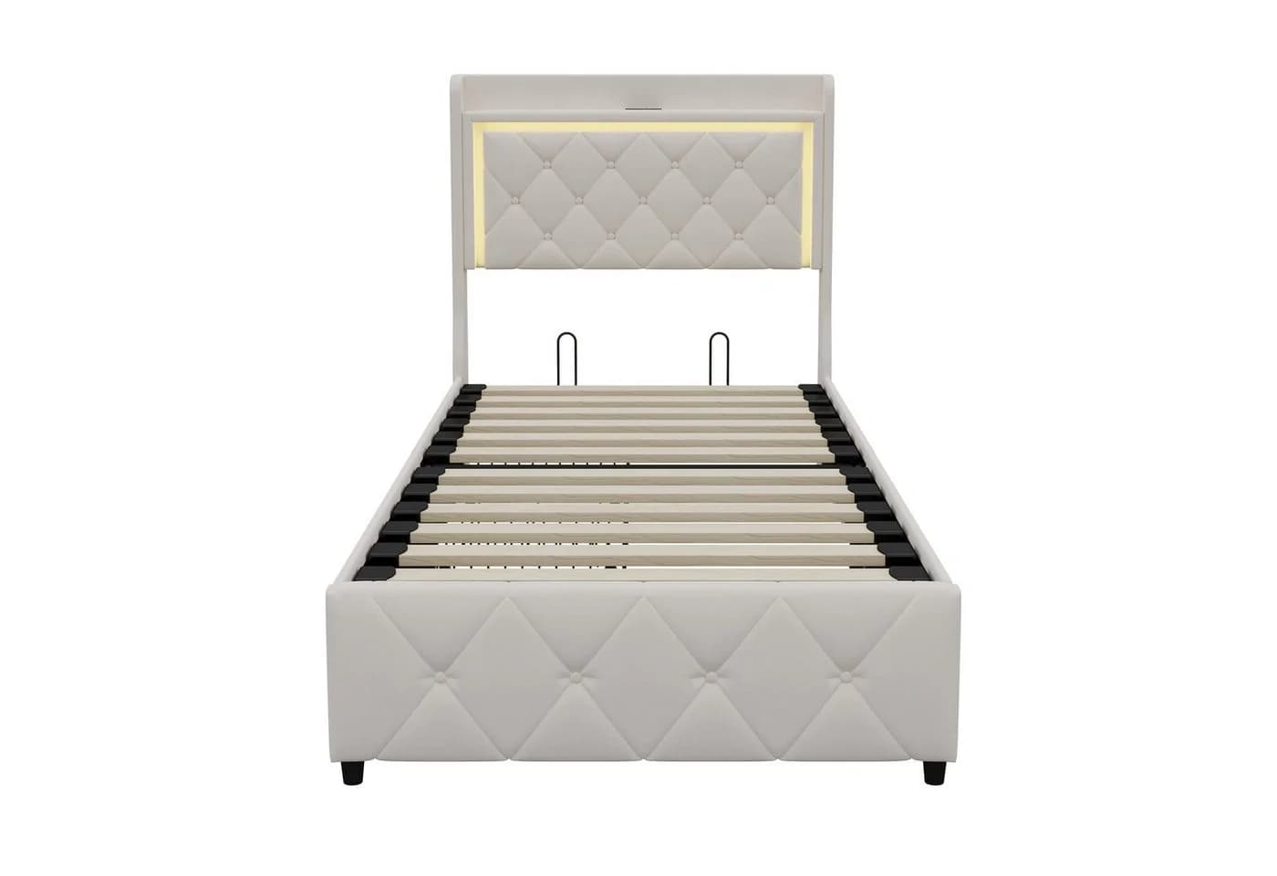 Furnishings Home Polsterbett Stauraumbett LED, Samtstoff, USB-Anschluss