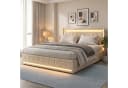 Simurq Polsterbett 180x200 cm mit LED, Ladefunktion & 4 Schubladen Beige Bild 2