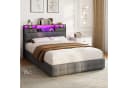 Gdood Polsterbett mit LED, Stauraum und USB-Anschluss Grau Samt Bild 2