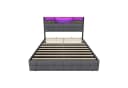 Gdood Polsterbett mit LED, Stauraum und USB-Anschluss Grau Samt Bild 4