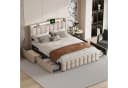 Simurq Polsterbett mit LED-Beleuchtung und Stauraum Beige Leinen Bild 2