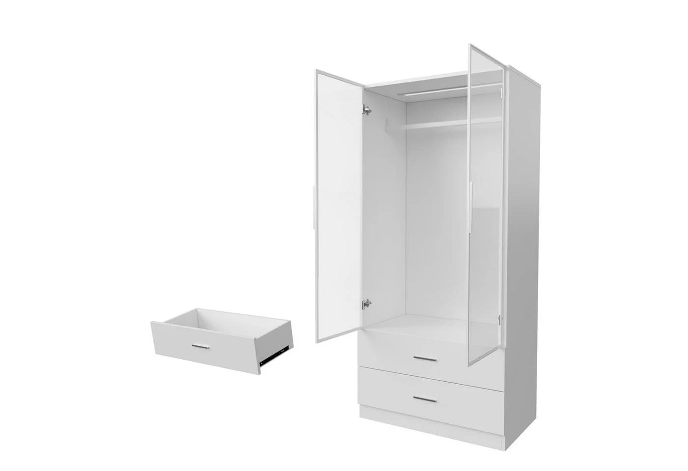 Furnishings Home Kleiderschrank mit LED-Beleuchtung und Glastür Weiß - Bild 5