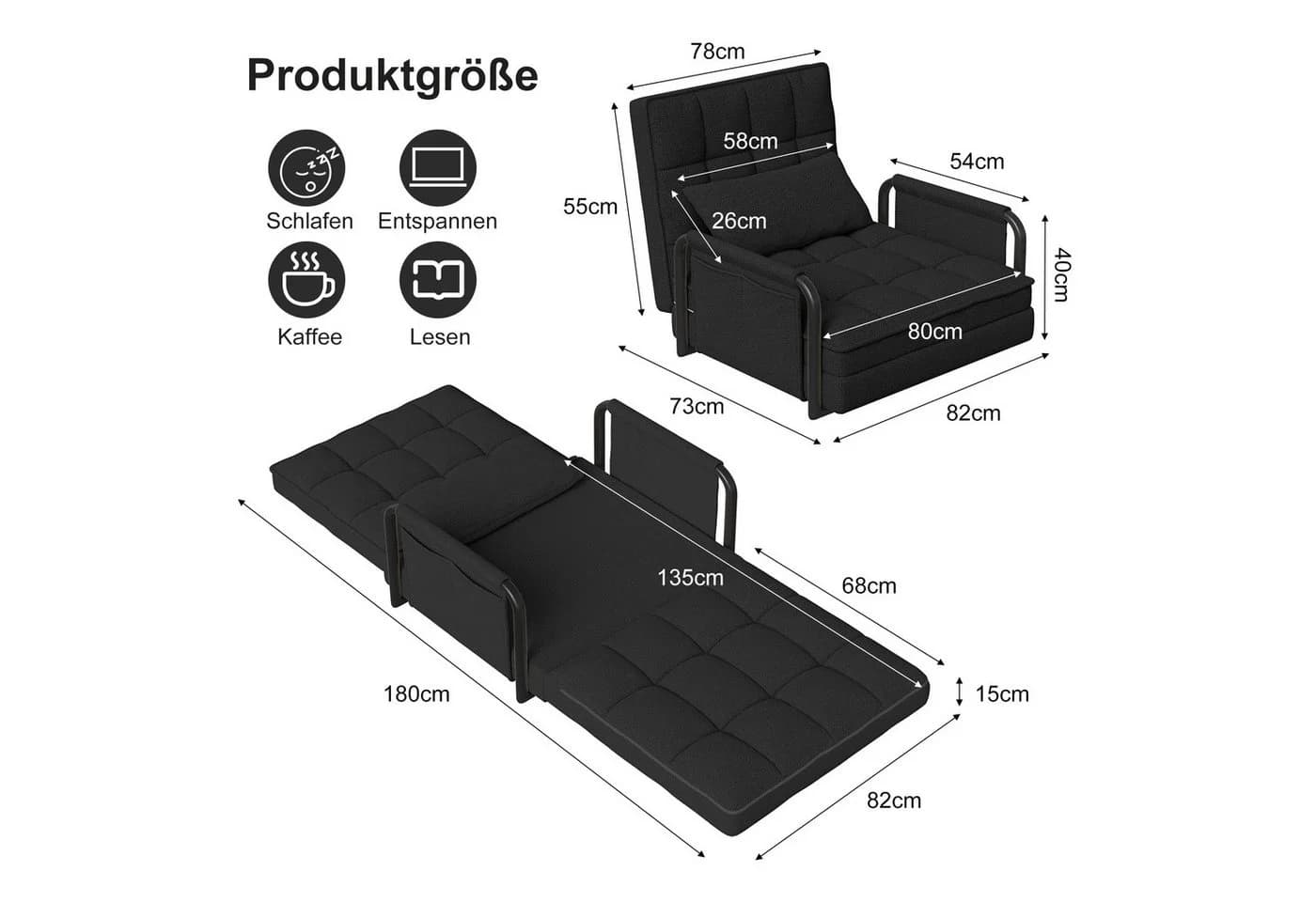 Schlafsofa Loungesessel Schlafsessel 2 in 1 - Bild 3