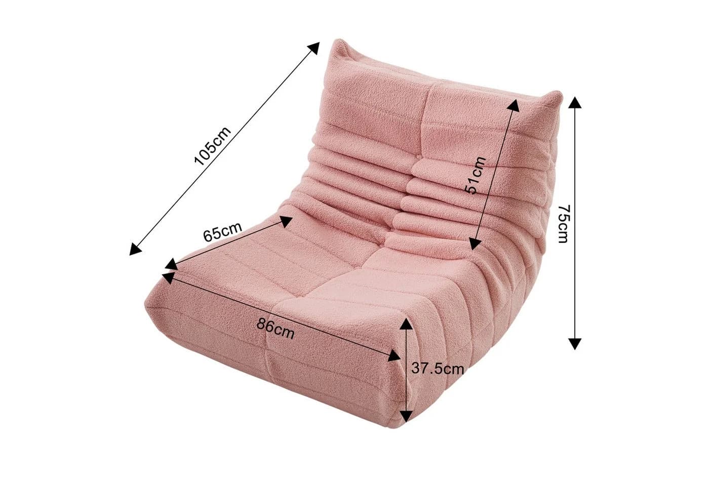 Ergonomischer Sitzsack mit Teddysamt-Bezug - Bild 3