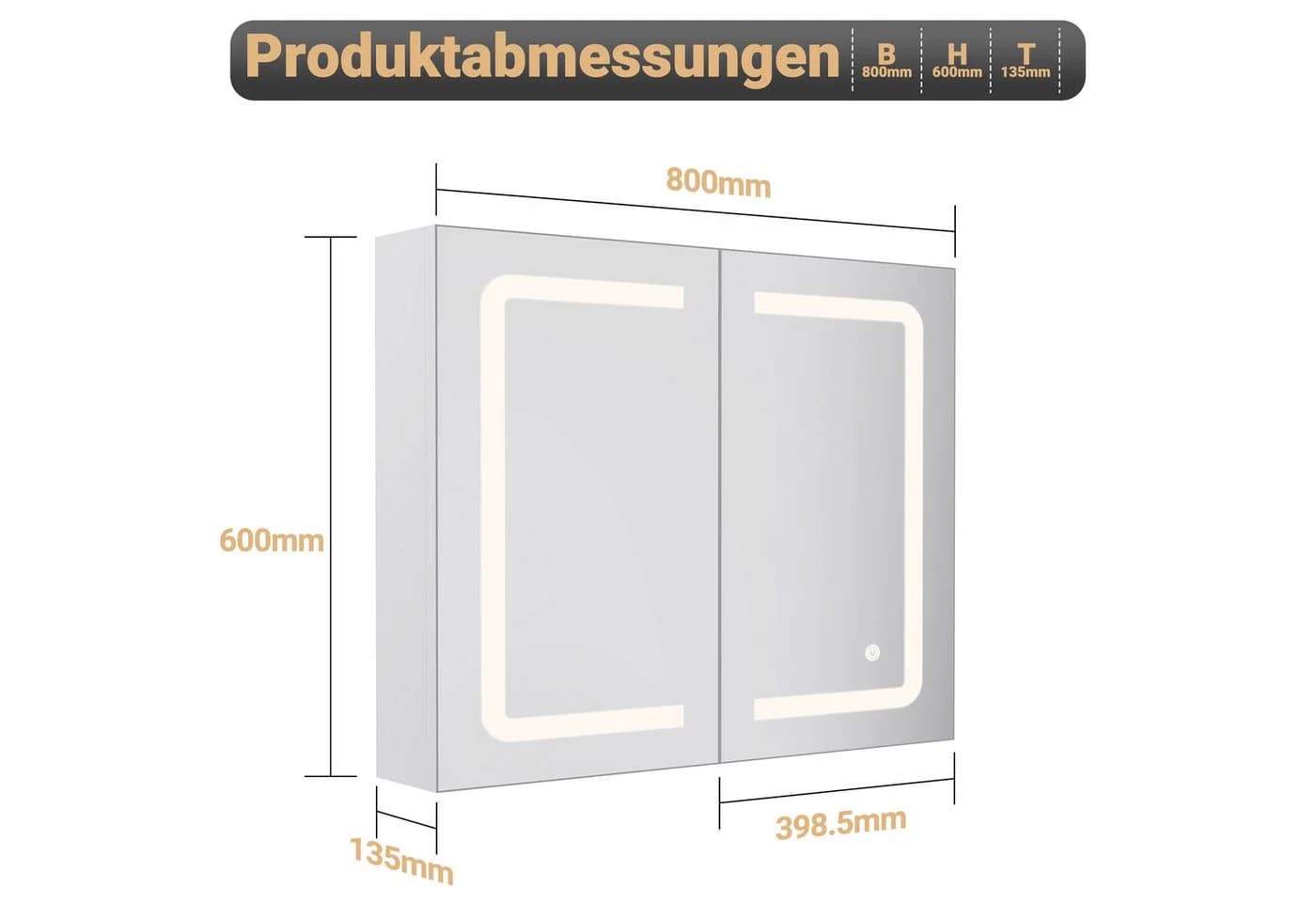 Furnishings Home Badezimmerspiegelschrank Weiß LED-Beleuchtung - Bild 5