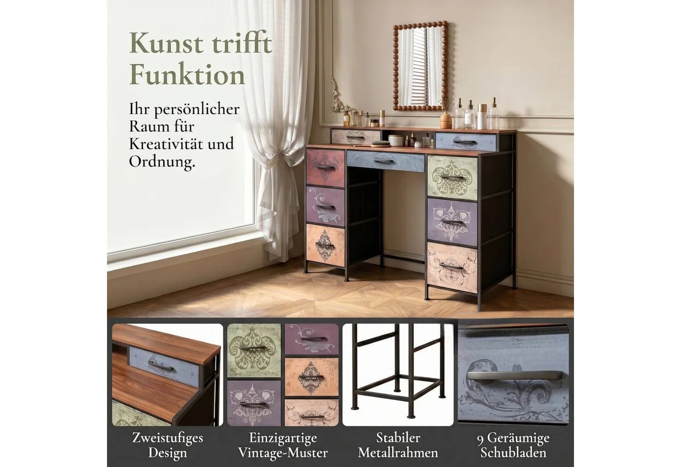Furnishings Home Sideboard Kommode 9 Schubladen Industrial