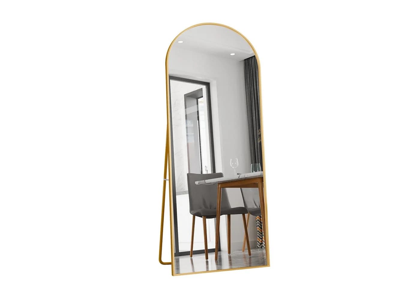 Furnishings Home Ganzkörperspiegel Rundbogen Schwarz Metallrahmen
