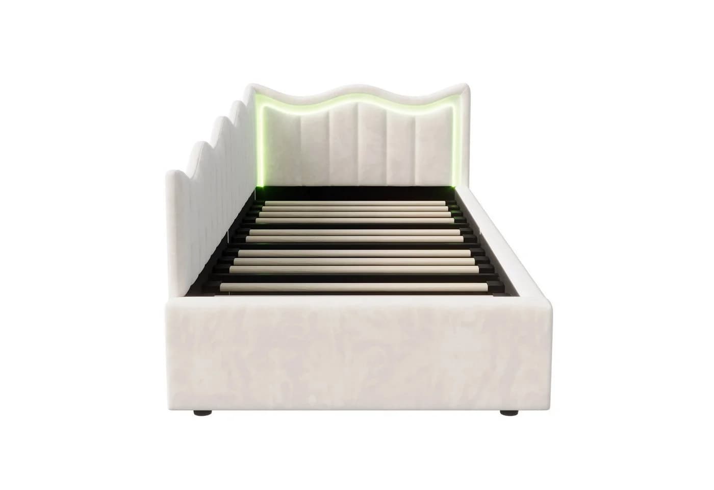 Gdood Polsterbett 90x200 cm mit LED-Beleuchtung und Stauraum