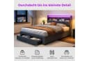 Gdood Polsterbett Stauraumbett LED Doppelbett Grau Leinen Bild 3