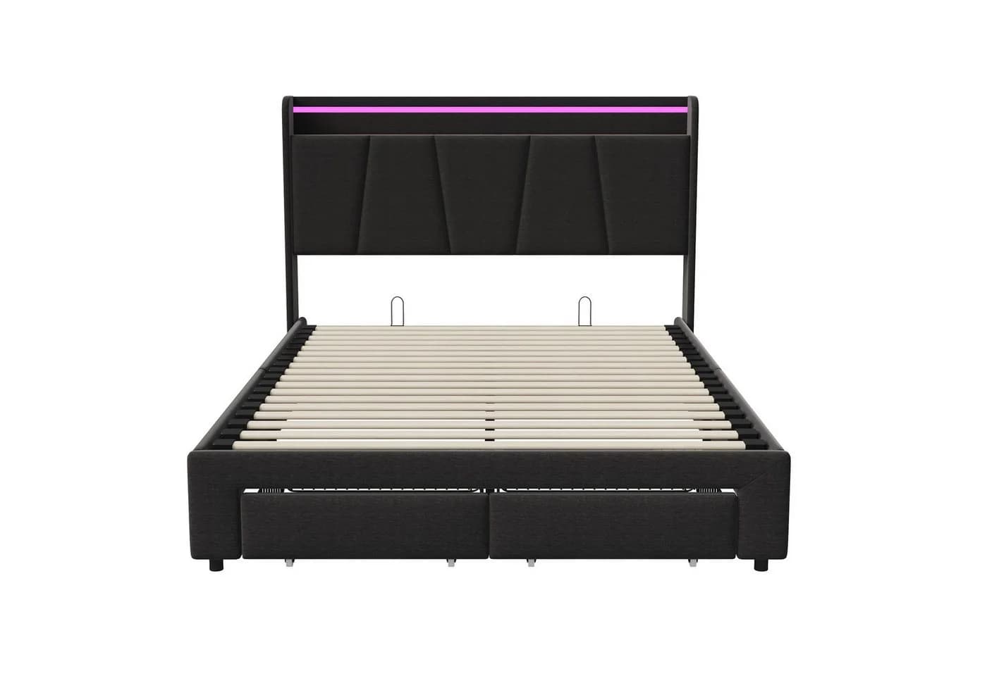 Gdood Polsterbett Stauraumbett LED Doppelbett Grau Leinen - Bild 4