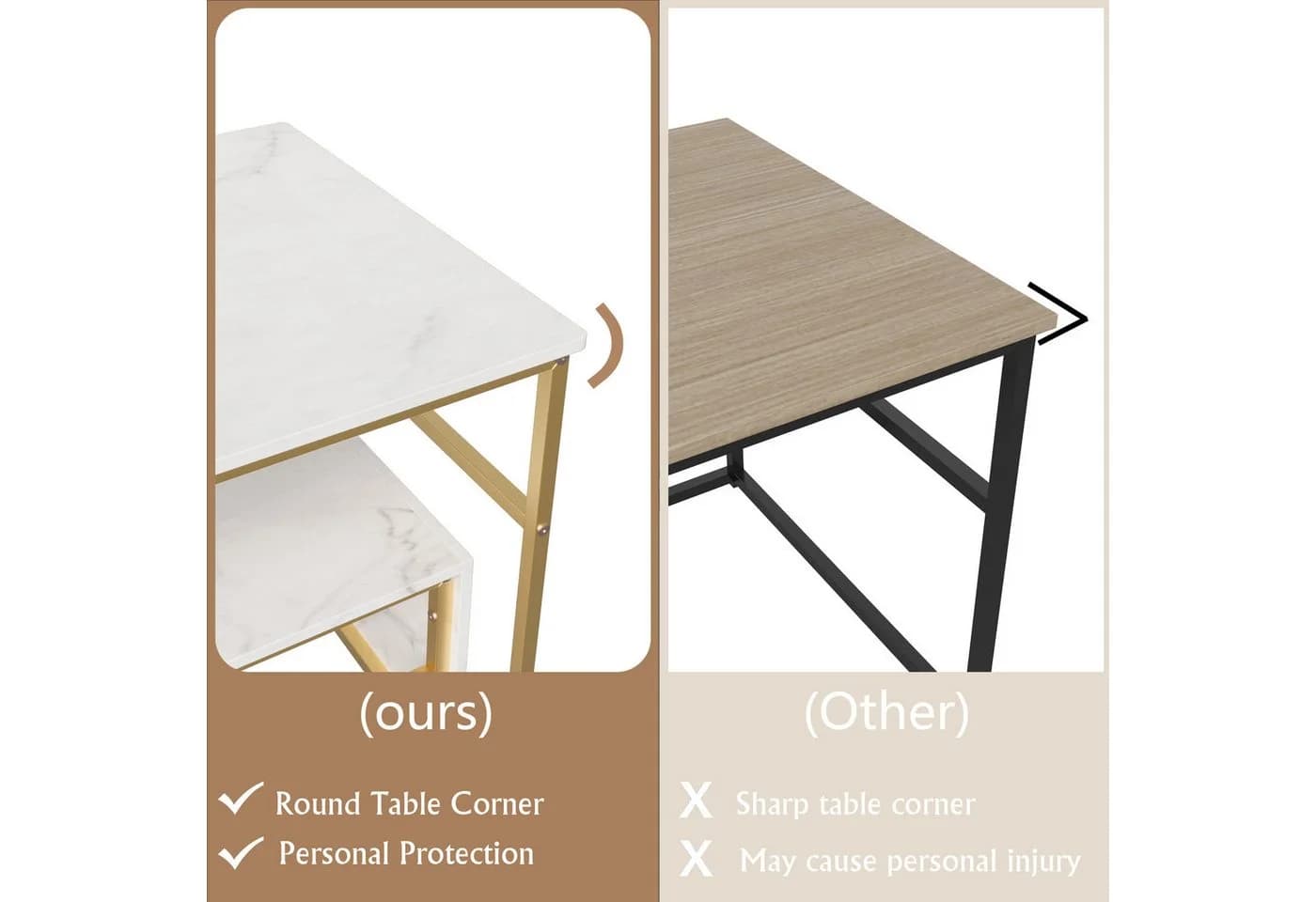 Gdood Couchtisch-Set 2-tlg. Stapelbar Marmoroptik Gold - Bild 5