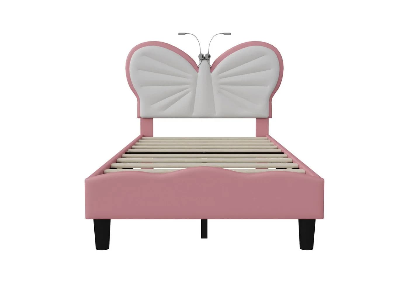 Gdood Polsterbett LED Schmetterlingsform Rosa Samt