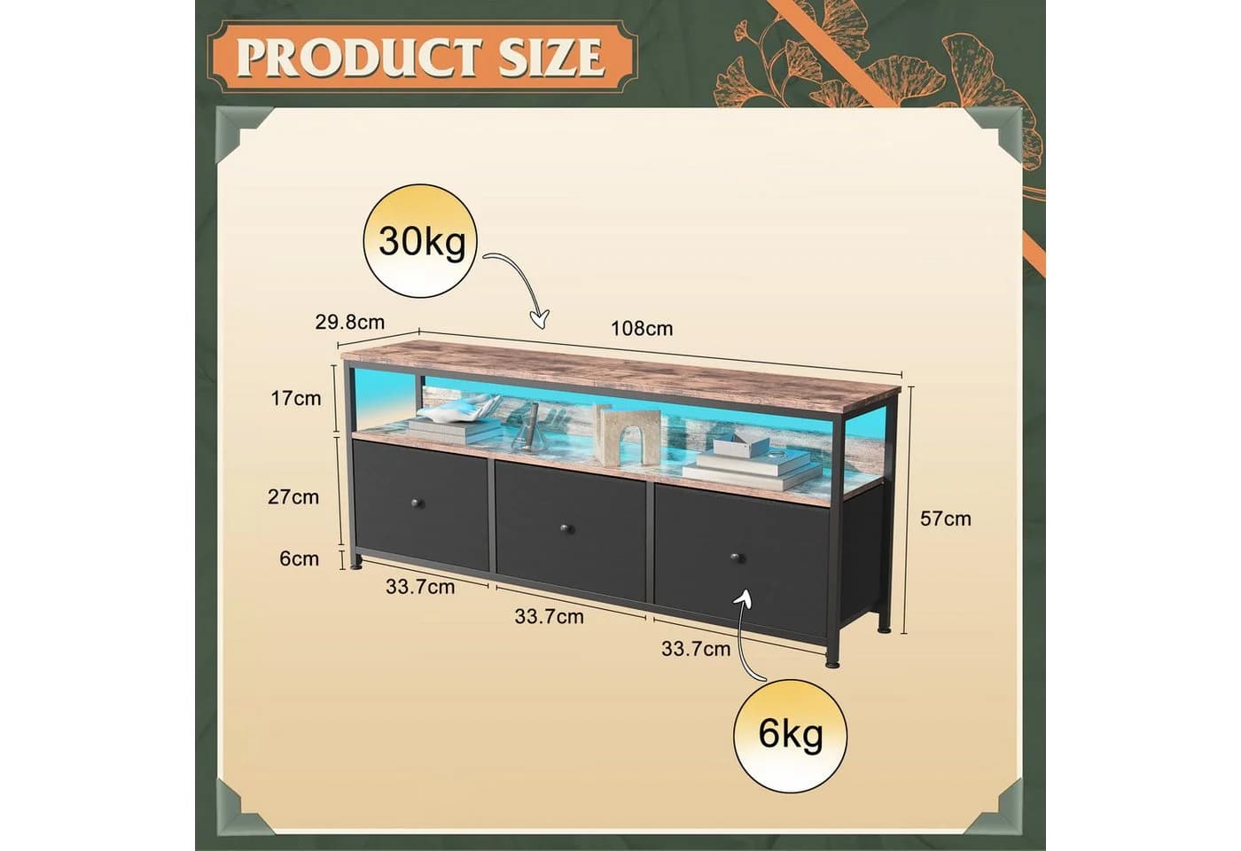 Gdood TV-Schrank Schreibtisch Beistelltisch LED - Bild 3