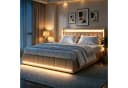 Simurq Polsterbett mit LED-Beleuchtung und Ladefunktion Beige Bild 2