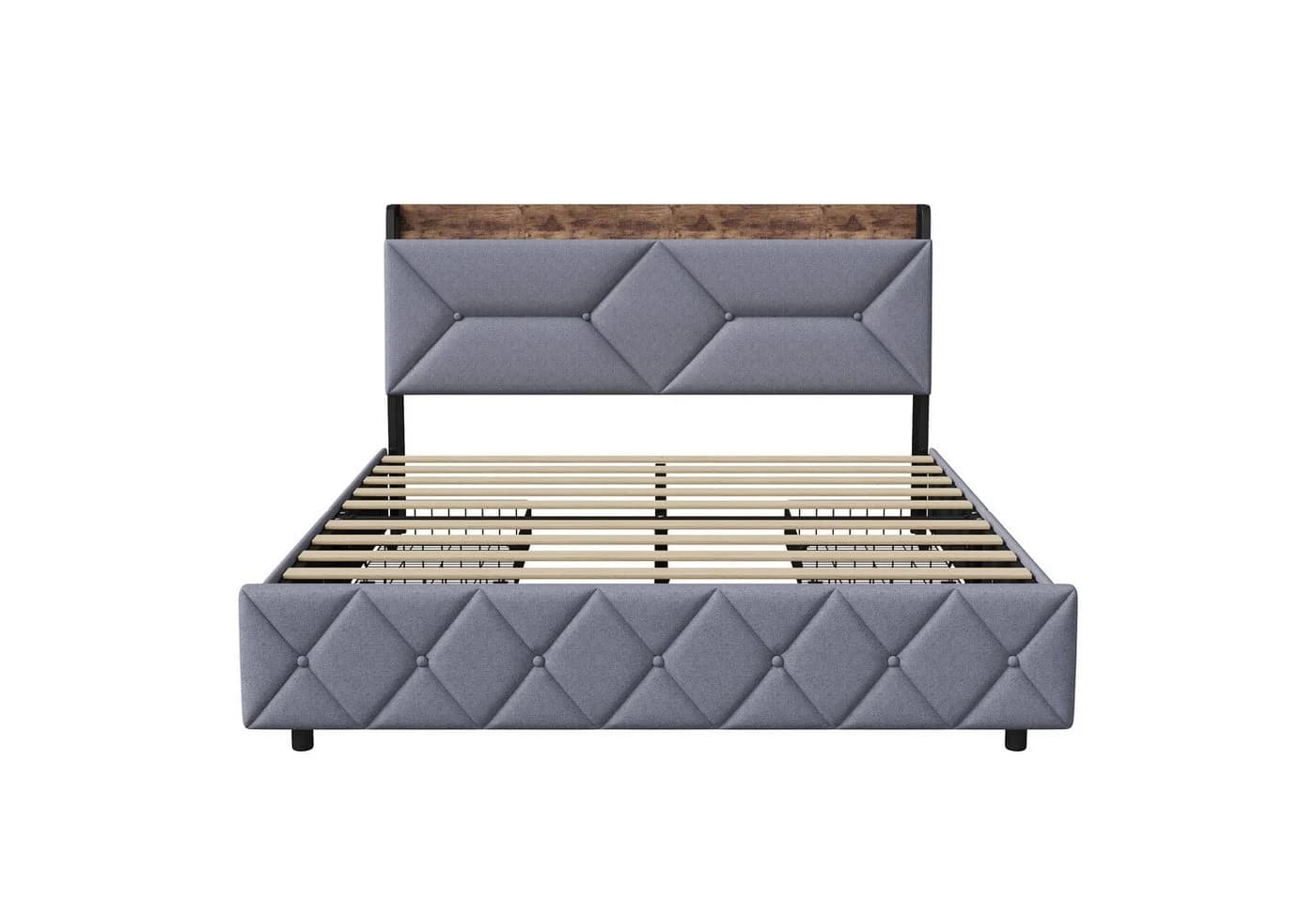 Gdood Polsterbett 140x200 cm USB Ladestation Stauraumbett