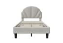 Gdood Polsterbett Einzelbett Samt Beige mit Lattenrost Bild 1