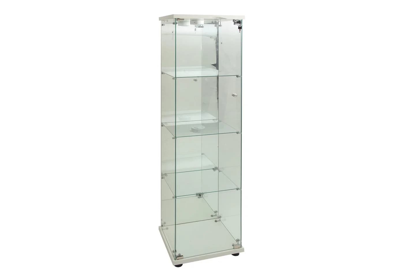 Furnishings Home Glasvitrine Doppeltür Eckvitrine Weiß/Schwarz mit LED