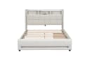 Furnishings Home Polsterbett mit LED, Schubladen & USB, Leinen Beige Bild 1