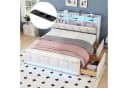 Furnishings Home Polsterbett mit LED, Schubladen & USB, Leinen Beige Bild 4