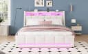 Furnishings Home Polsterbett mit LED, Schubladen & USB, Leinen Beige Bild 5