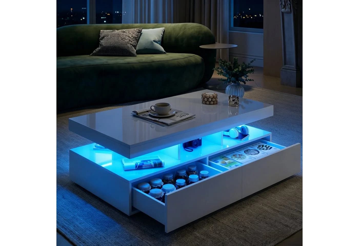 Furnishings Home Couchtisch LED 104 cm Weiß - Bild 2