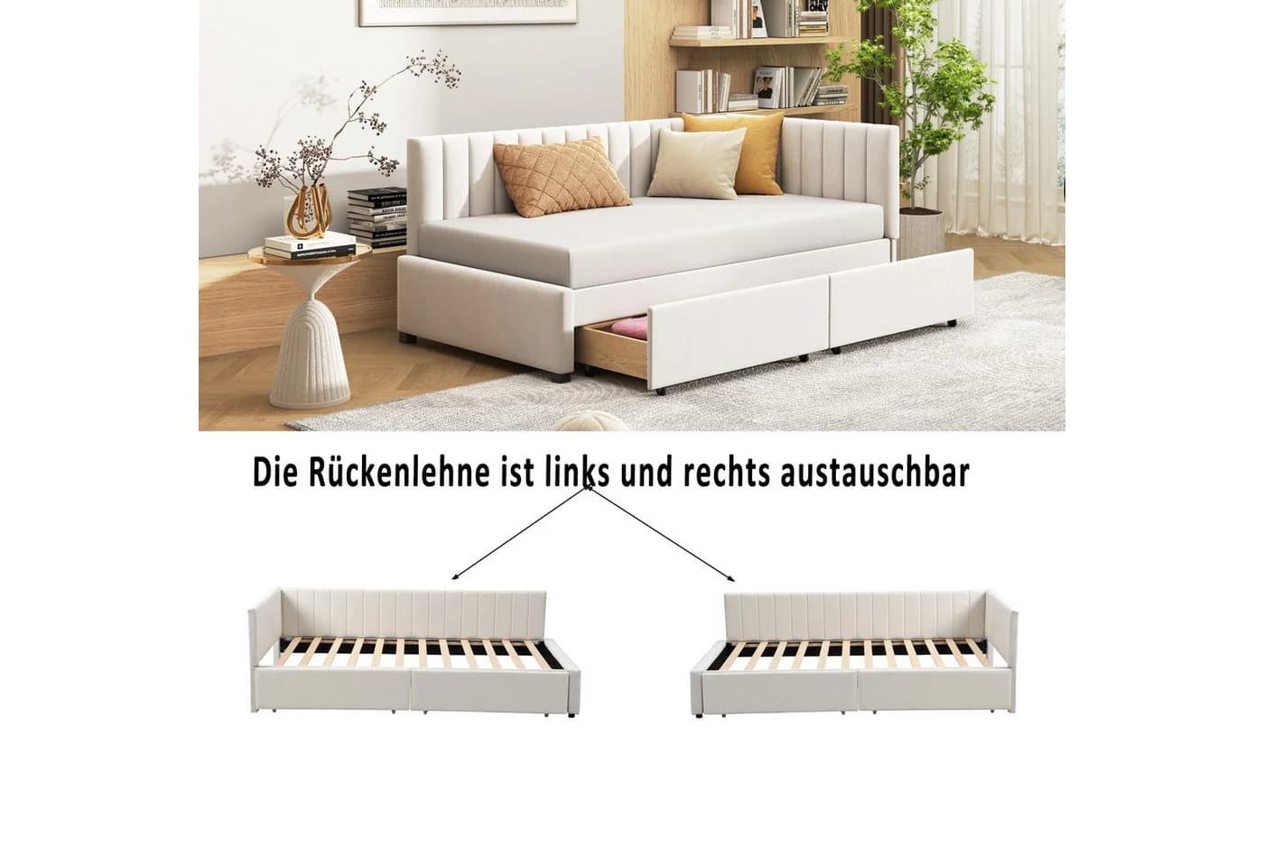 Furnishings Home Polsterbett Ausziehbett Beige - Bild 5