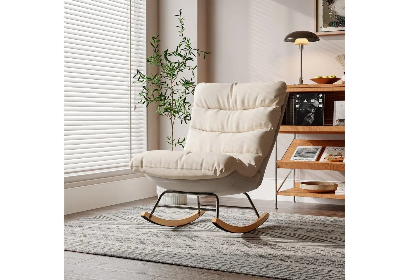 Furnishings Home Schaukelstuhl Stahlrahmen Gepolstert Indoor Outdoor - Bild 5