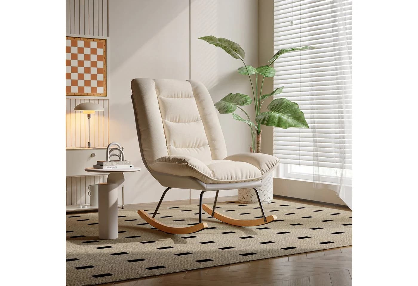 Furnishings Home Schaukelstuhl Relaxsessel Beige
