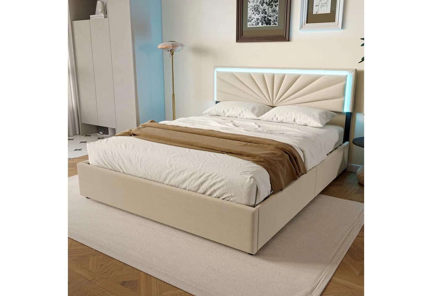 Furnishings Home LED Polsterbett mit Stauraum und Lattenrost - Bild 2
