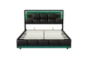 Furnishings Home Polsterbett mit LED, Stauraum & USB Schwarz Bild 1