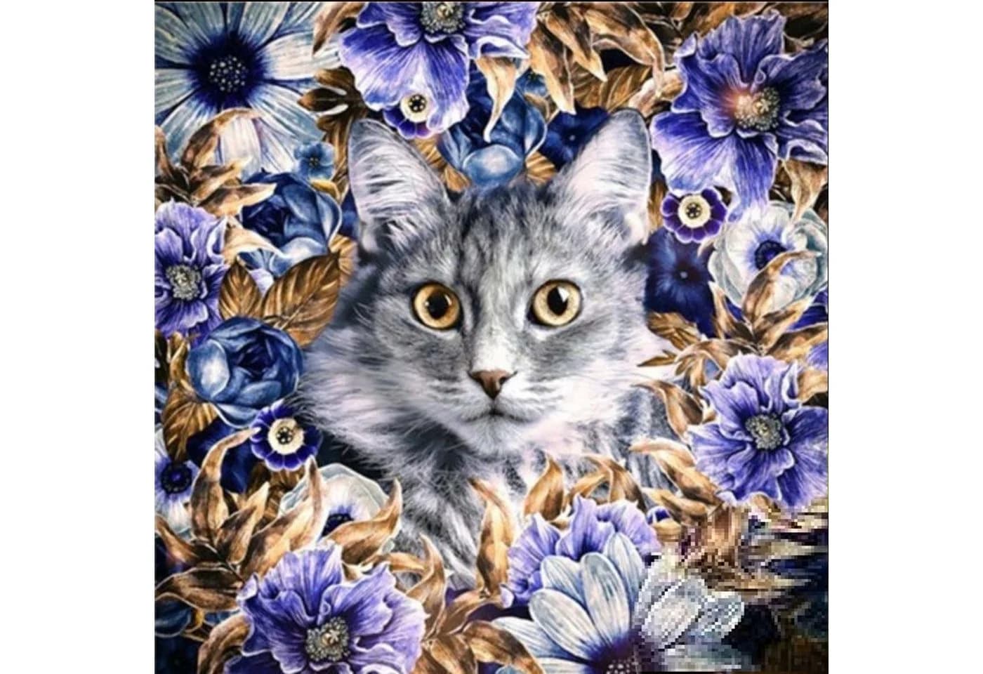LA CUTE 5D Diamond Painting Katze mit Blumen 20x20cm - Bild 2