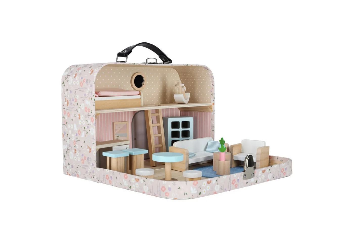 Ikonka Puppenhaus im Koffer 25-teilig mit Holzmöbeln und Zubehör - Bild 3