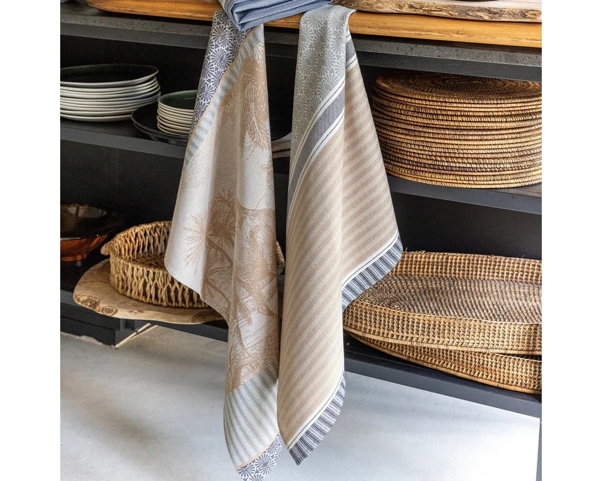 Le Jacquard Français Geschirrtuch Dune Rayures Argan Beige Jacquard