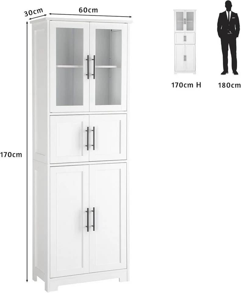 Karlhome 6-türiger Hochschrank Weiß mit Glastüren