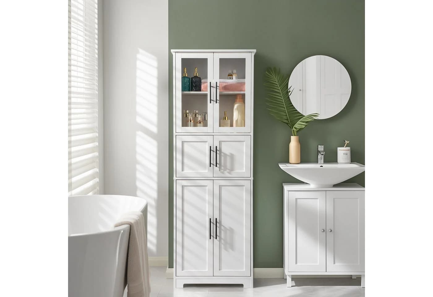 Karlhome 6-türiger Hochschrank Weiß mit Glastüren - Bild 2