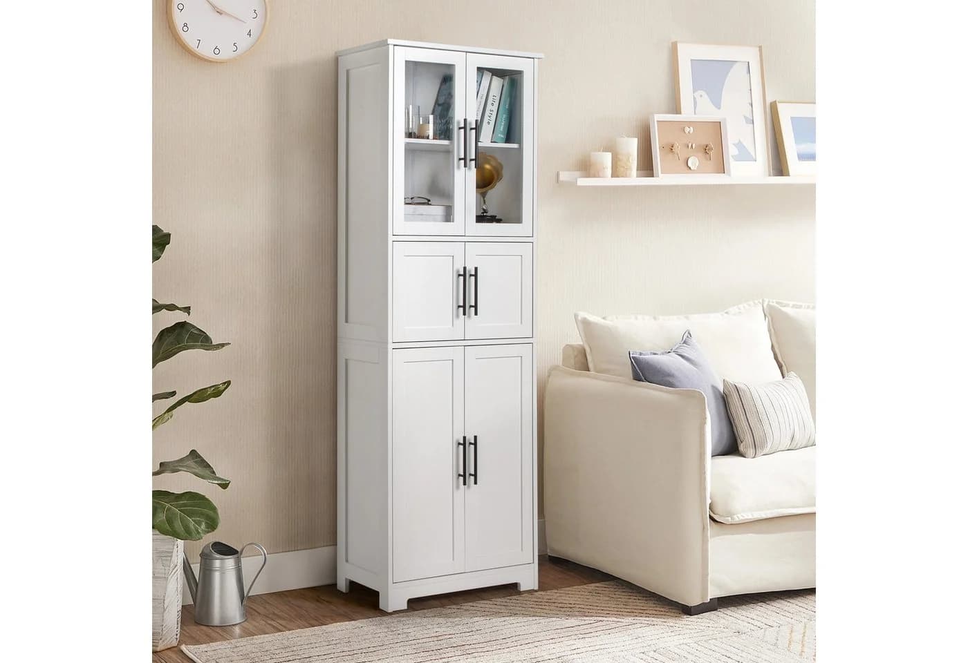 Karlhome 6-türiger Hochschrank Weiß mit Glastüren - Bild 4