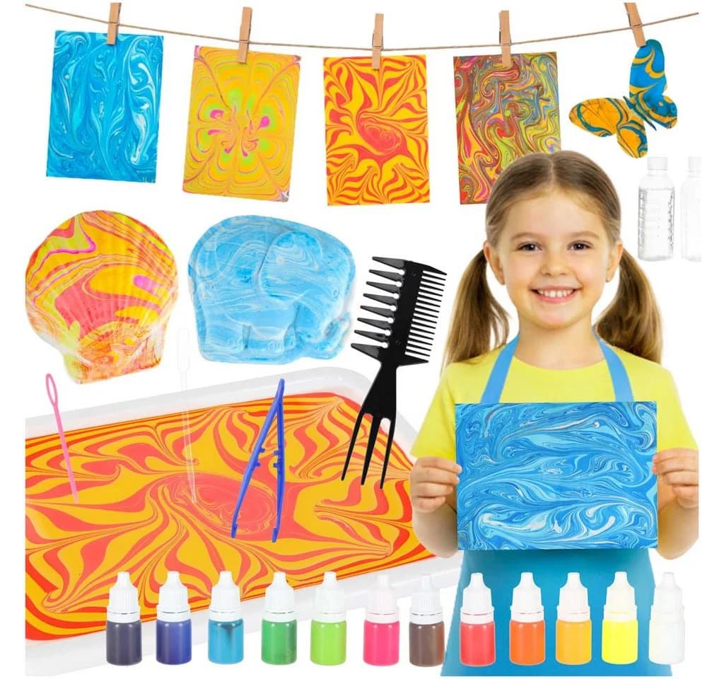 Ikonka Kreativset Malset 12 Farben Ebru-Maltechnik für Kinder ab 6 Jahren - Bild 2