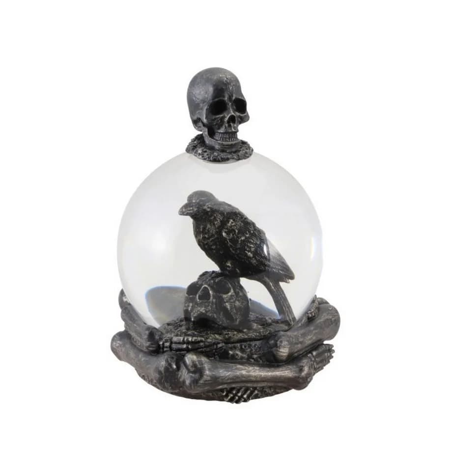 CHAKS Dekoobjekt Schneekugel 'Schwarzer Rabe' Halloween Glas - Bild 2