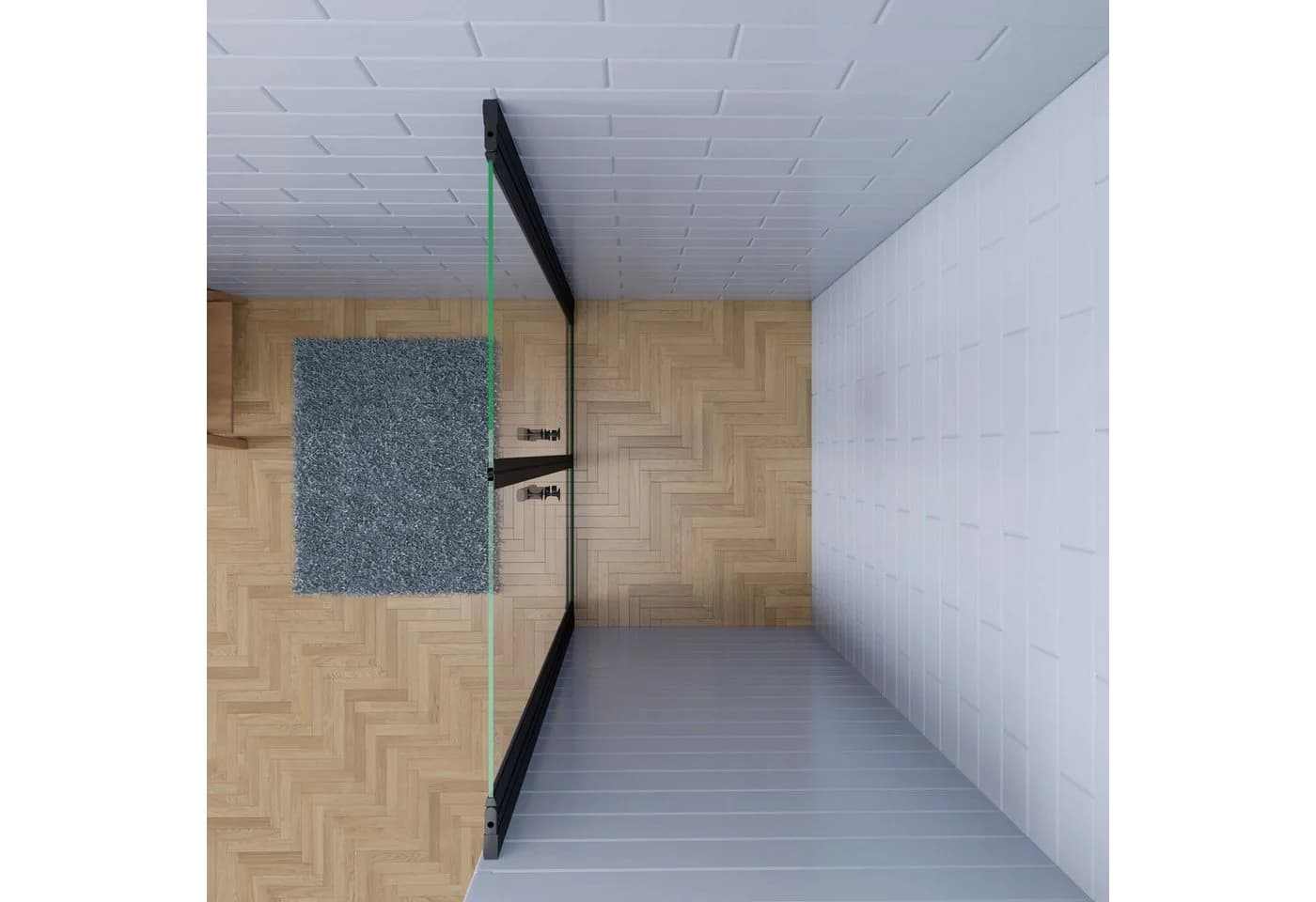 AICA Dusch-Drehtür 6 mm Sicherheitsglas Schwarz mit Magnetdichtung - Bild 4
